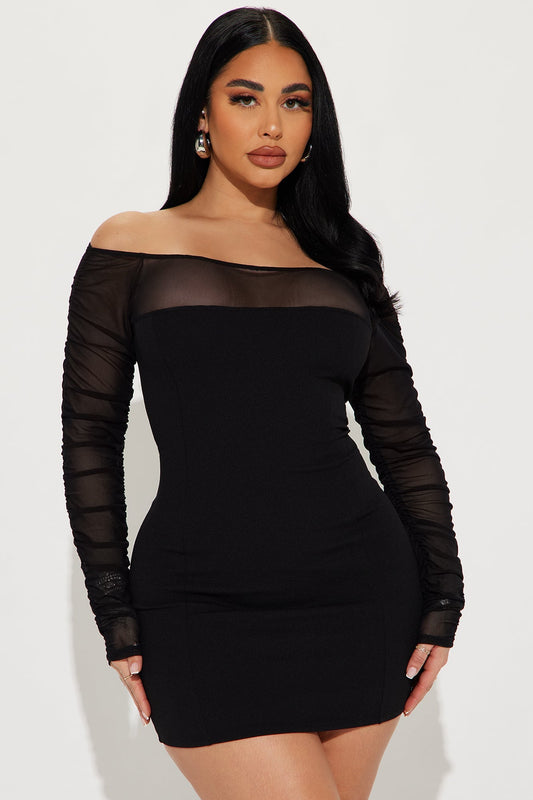 Alice Mini Crepe Dress - Black