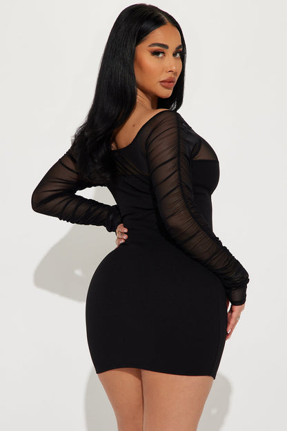 Alice Mini Crepe Dress - Black