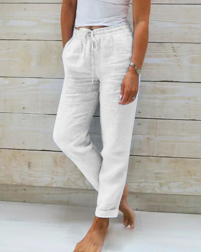 Hortensia – Stretch Cotton and Linen Trousers
