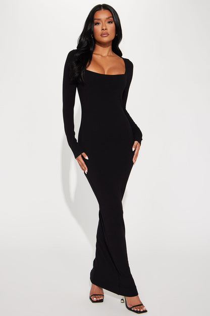 Maxi Smooth Snatched Athena Dress - Black