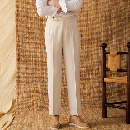 Monaco Double Pleat Linen Trousers