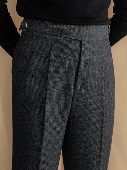 Gurkha Pleated Trousers in Modena Wool Blend
