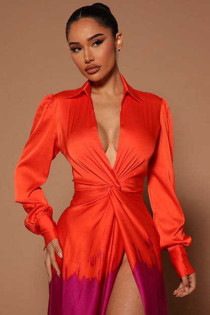 Melissa Ombre Maxi Dress - Orange/Combo