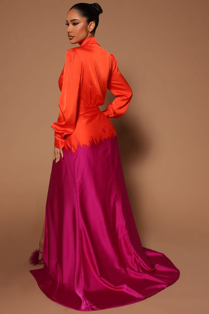 Melissa Ombre Maxi Dress - Orange/Combo