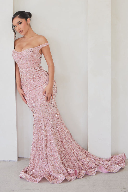 Alora Maxi Sequin Dress - Rose Gold