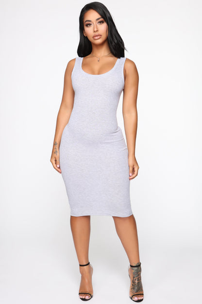 Love All Of Me Midi Dress - Grey Mélange