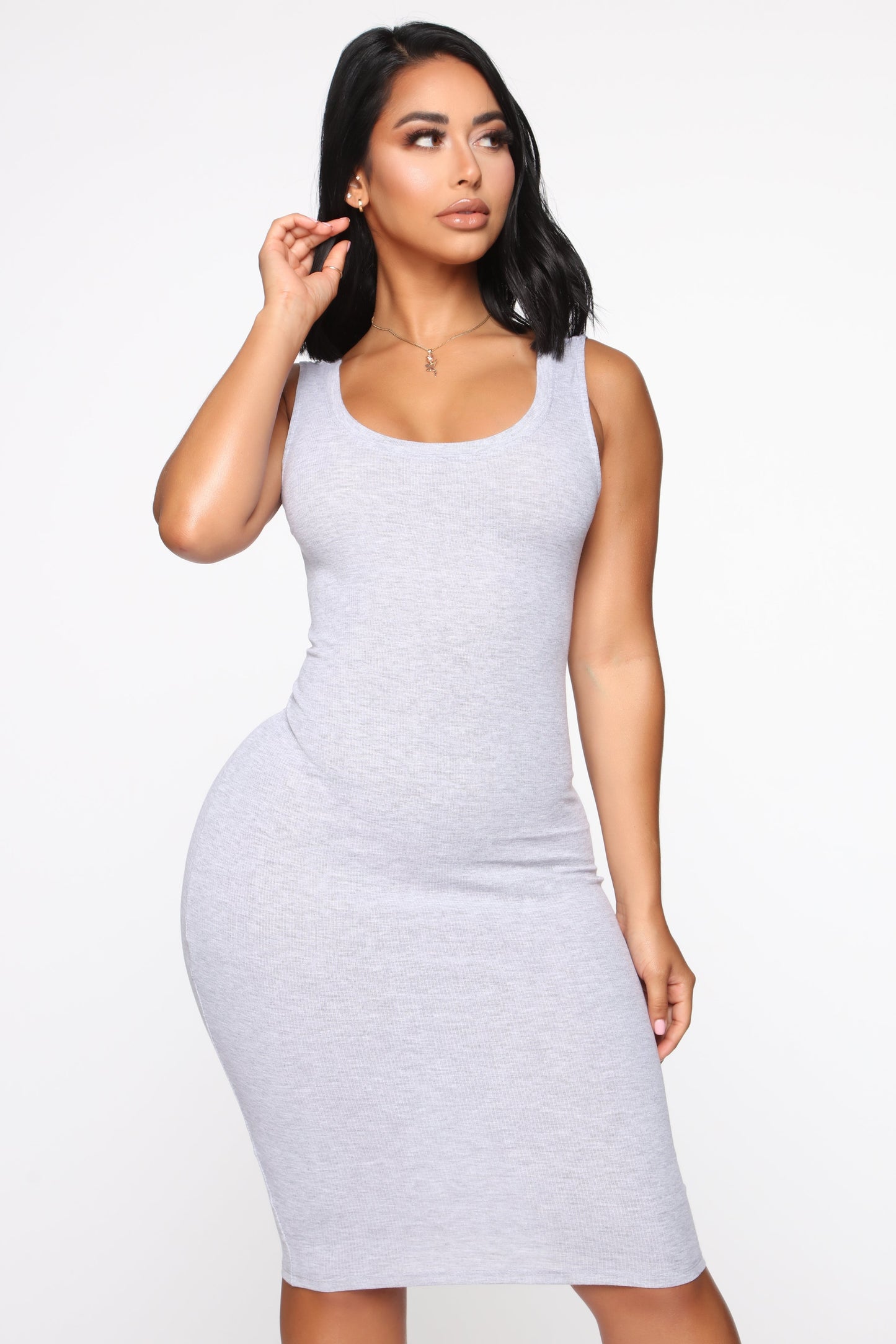 Love All Of Me Midi Dress - Grey Mélange