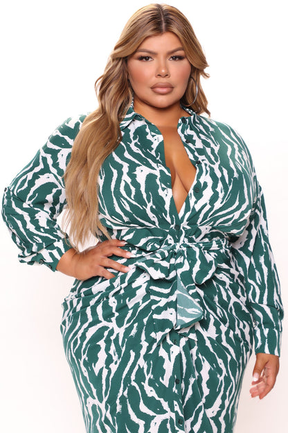 Maxi Dress Safari Vibes - Green/Combo