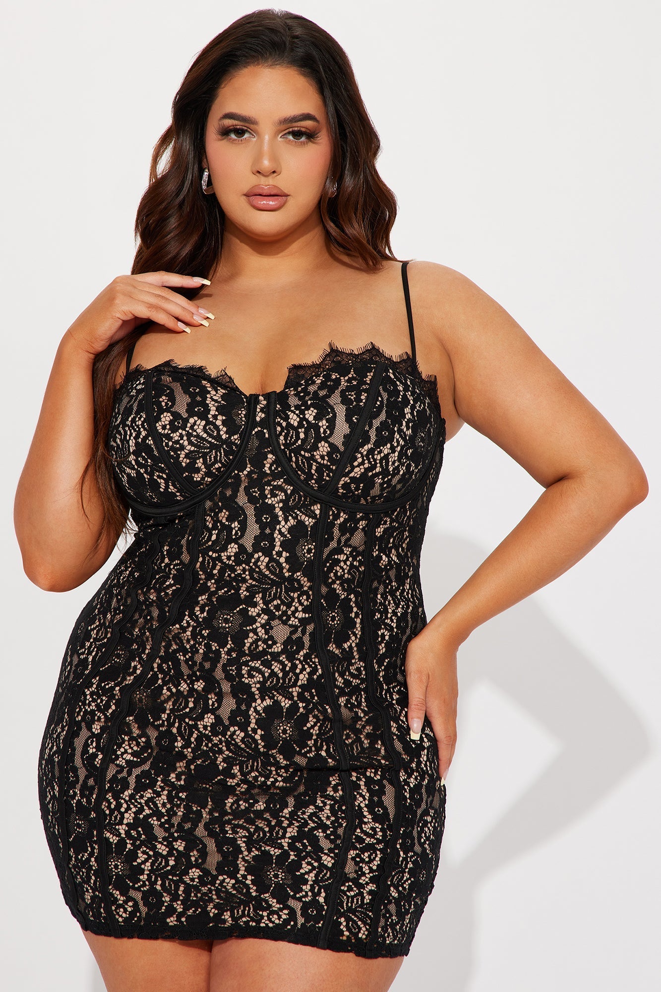 All In Love Mini Lace Dress - Black
