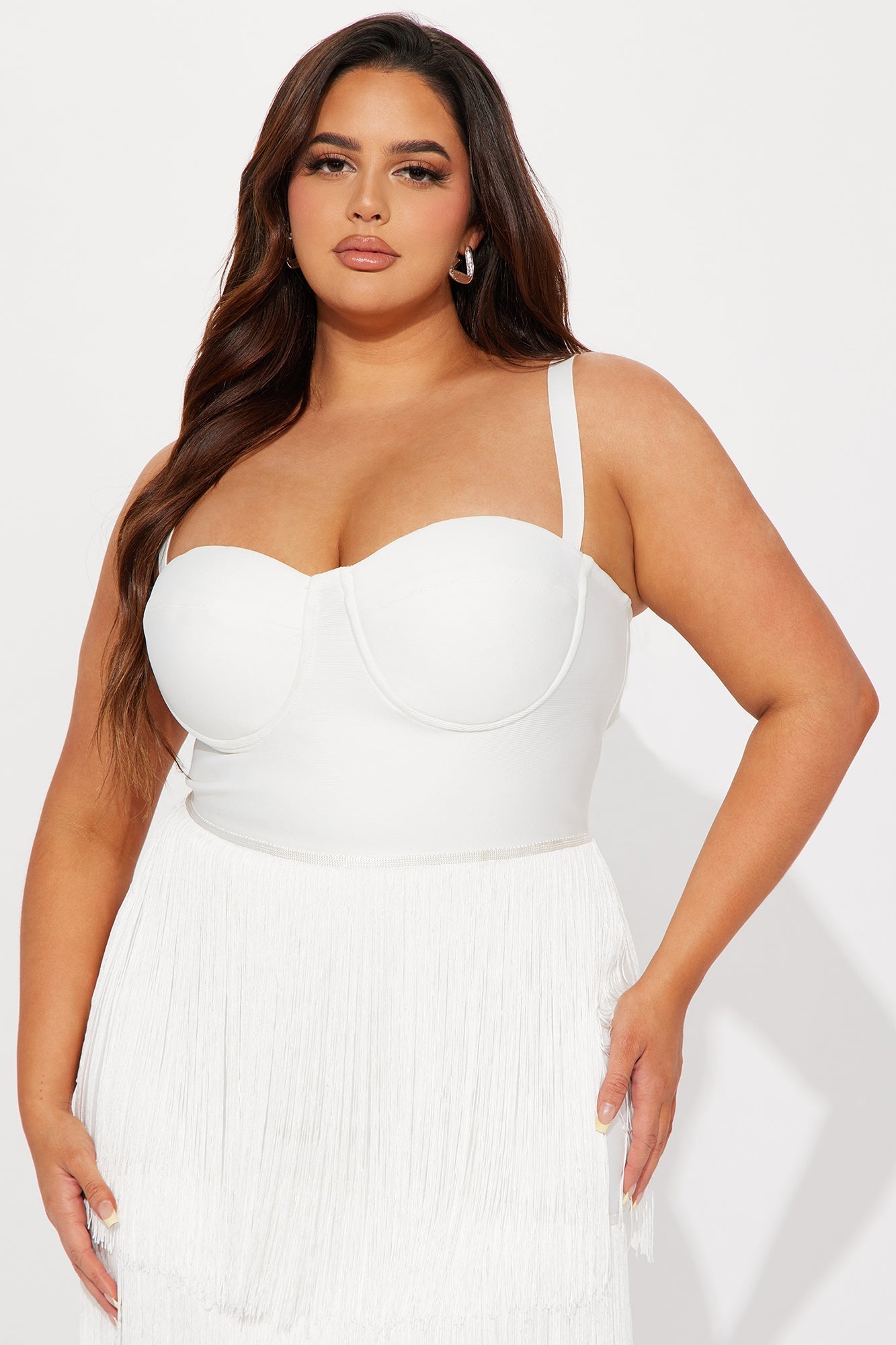 Faye Fringe Bandage Maxi Dress - White