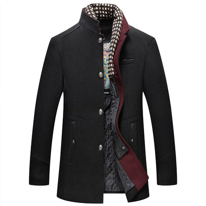 Jérémy - Winter Wool Coat with Removable Scarf