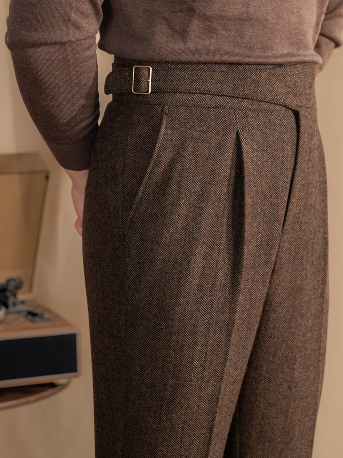 Gurkha Pleated Trousers in Modena Wool Blend