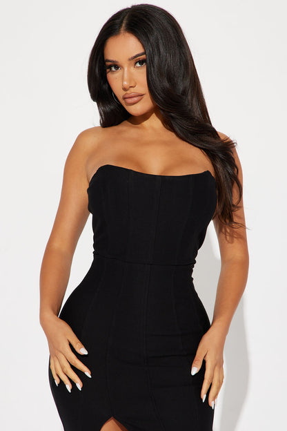Mykonos Midi Corset Dress - Black