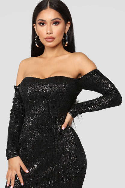 Got Class Sequin Dress - Black