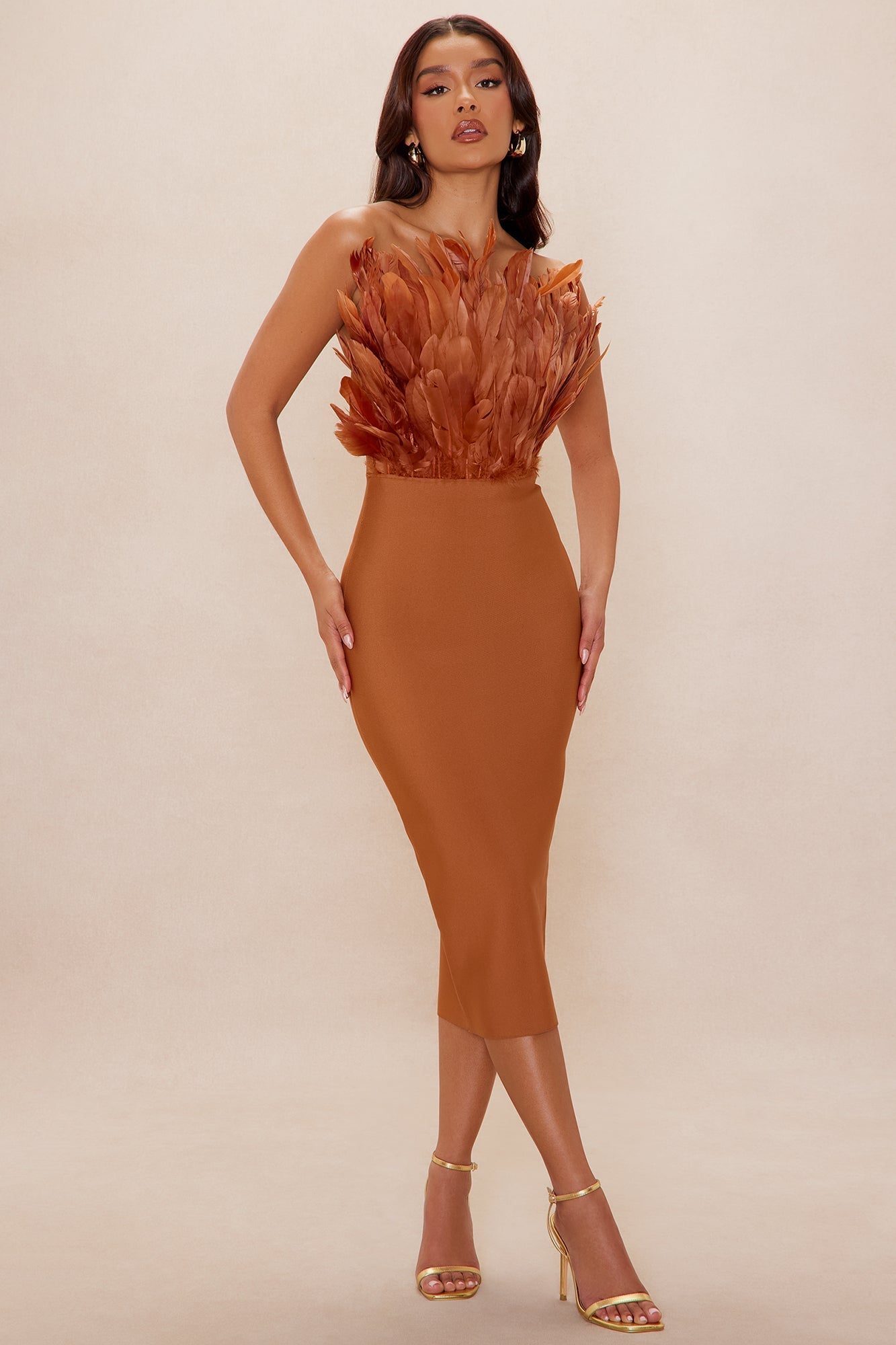 Marianna Midi Bandage Dress - Bronze
