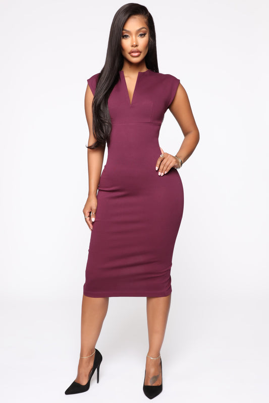 Sculpting Midi Dress CEO - Aubergine