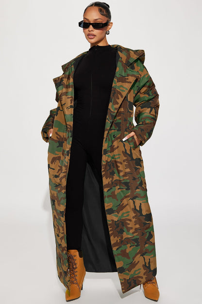 Camo Lilith Puffer Coat - Green/Combo