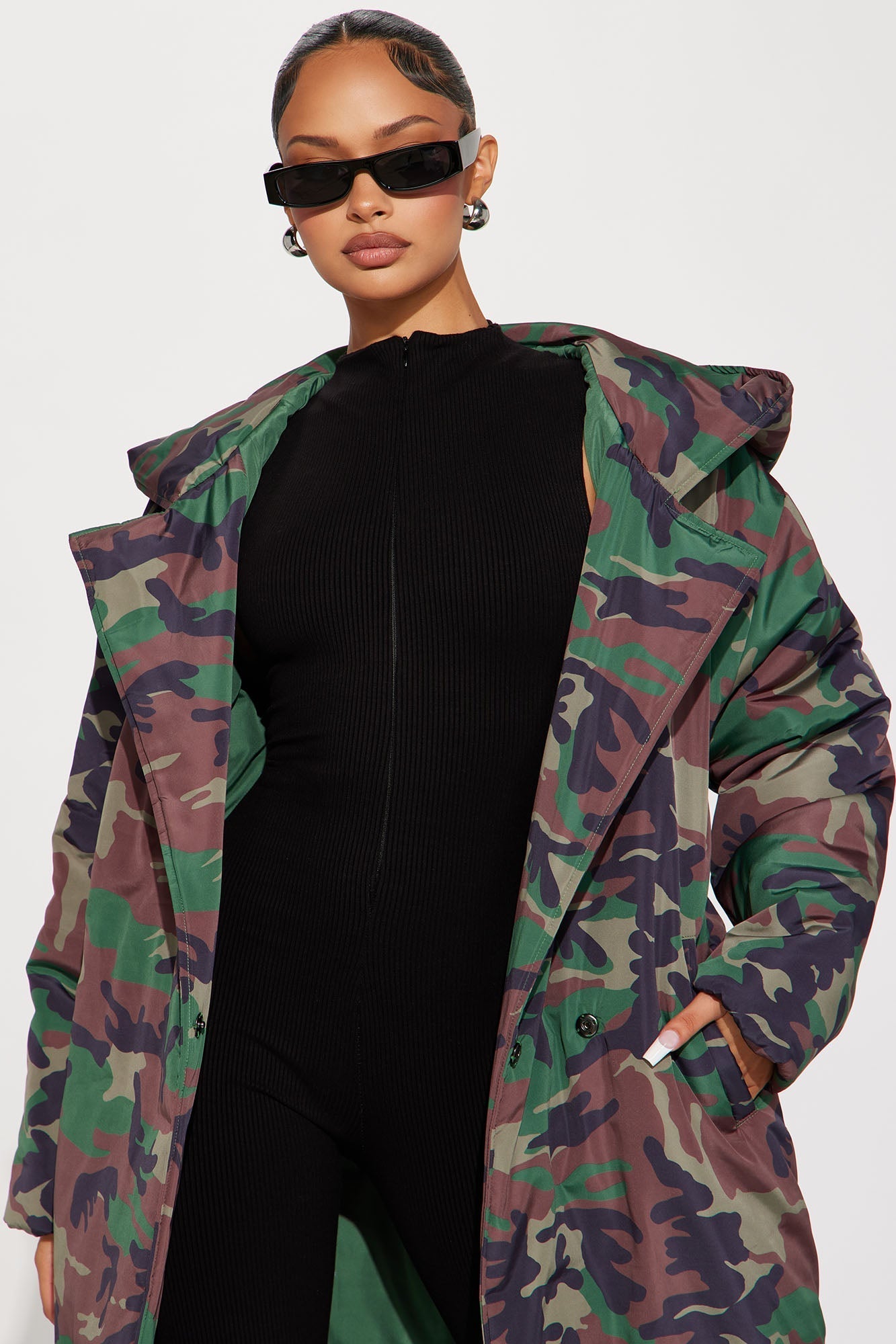 Camo Puffer Coat Lilith - Olive/combo