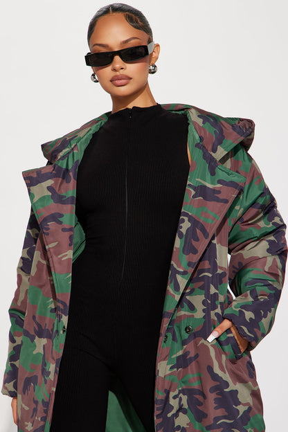 Camo Puffer Coat Lilith - Olive/combo