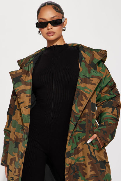 Camo Lilith Puffer Coat - Green/Combo