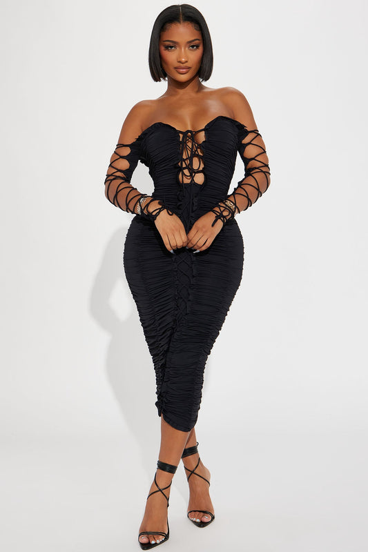 Midi Dress Time to Slay - Black