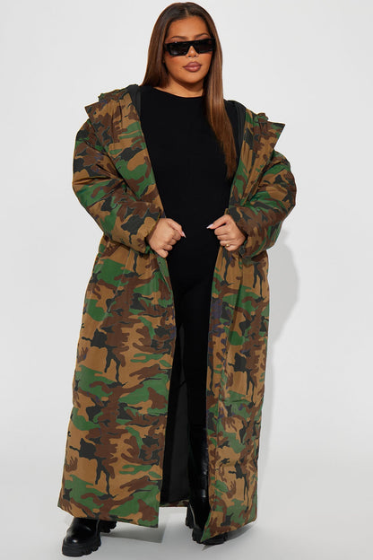 Camo Lilith Puffer Coat - Green/Combo