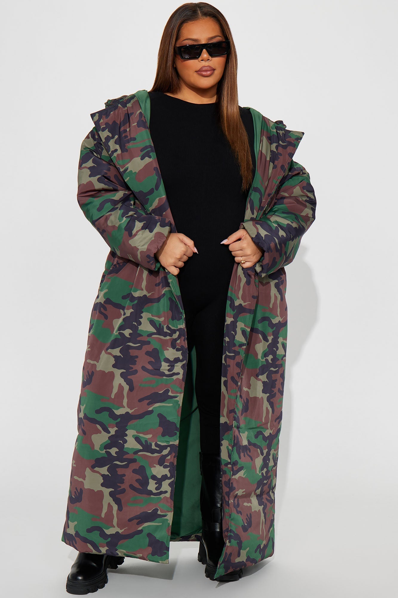 Camo Puffer Coat Lilith - Olive/combo