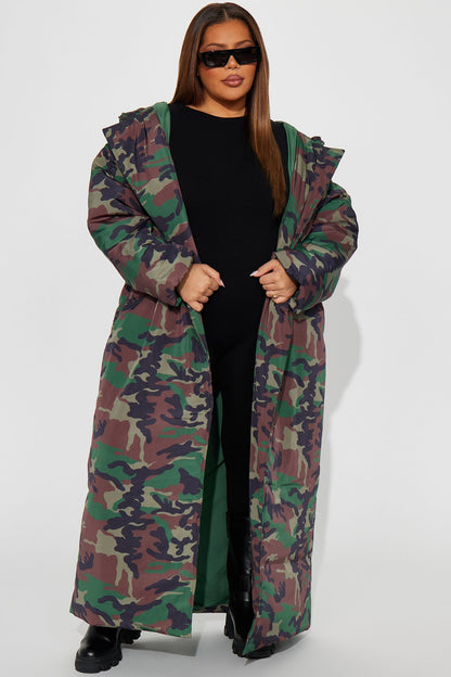 Camo Puffer Coat Lilith - Olive/combo