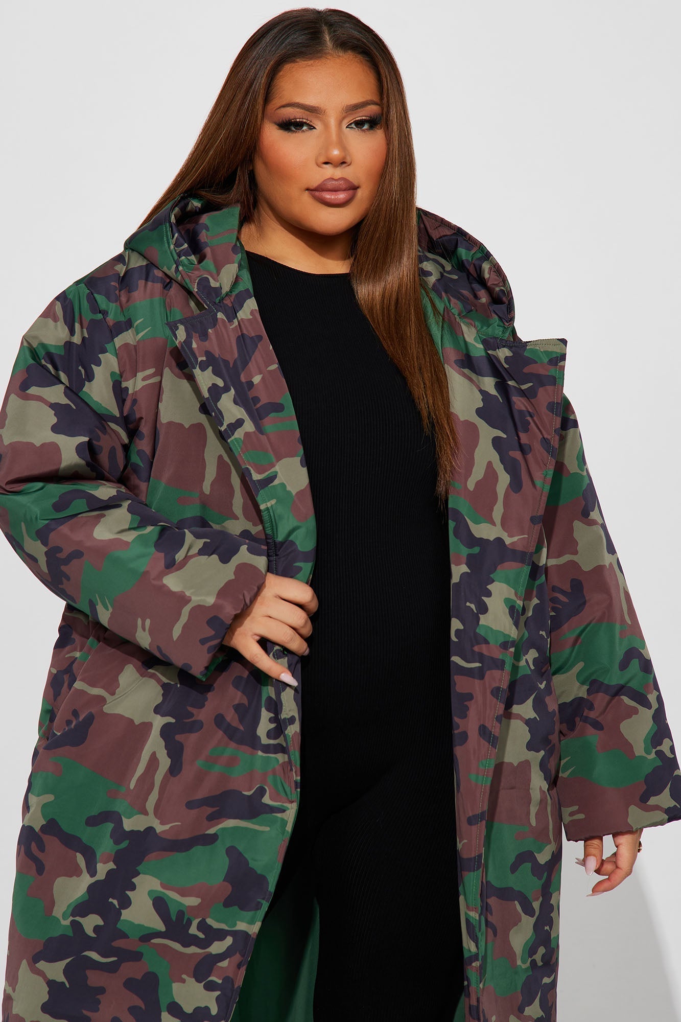 Camo Puffer Coat Lilith - Olive/combo