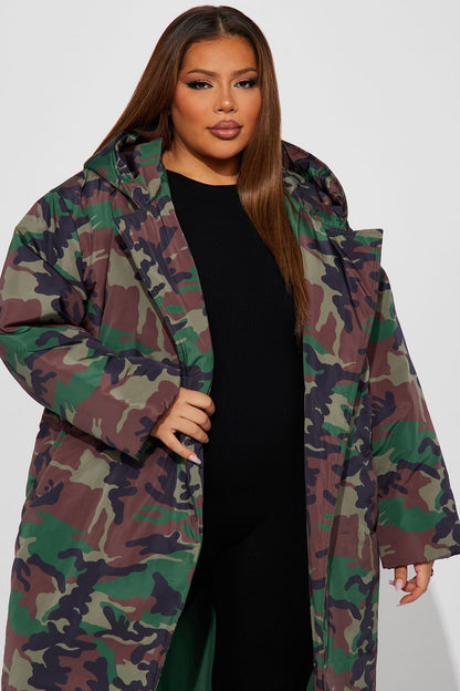 Camo Puffer Coat Lilith - Olive/combo