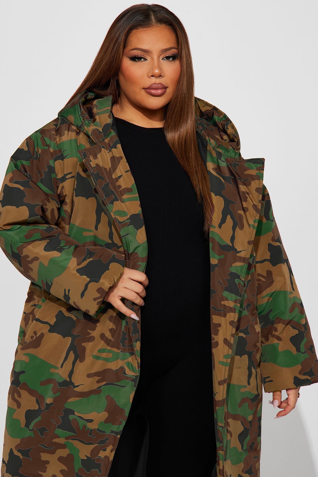 Camo Lilith Puffer Coat - Green/Combo