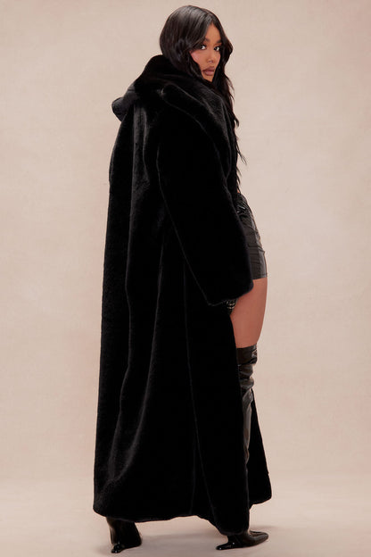 Faux Fur Coat - Black