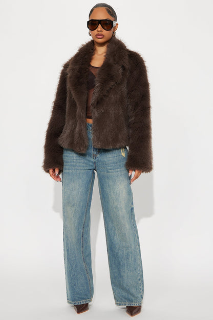 Kennedy Faux Fur Coat - Mocha