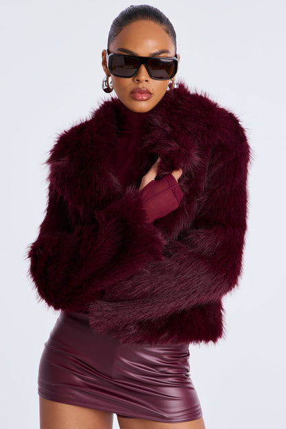 Kennedy Faux Fur Coat - Dark Red