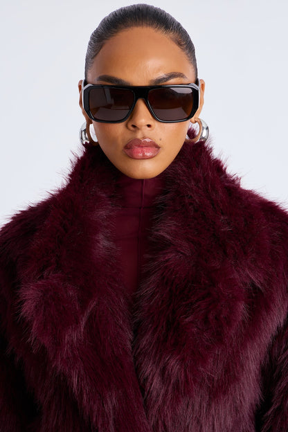 Kennedy Faux Fur Coat - Dark Red