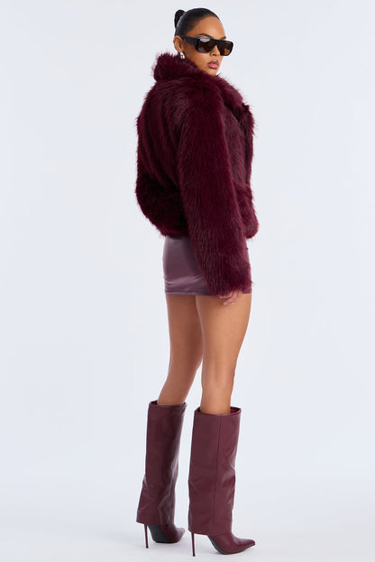 Kennedy Faux Fur Coat - Dark Red