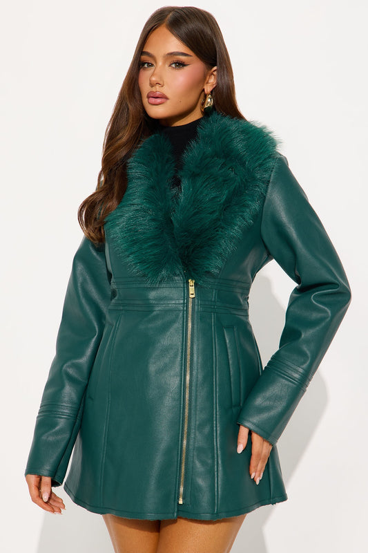 Faux Leather Coat After Hours - Hunter