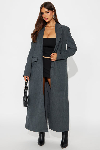 Sophisticated Level Trench Coat - Charcoal