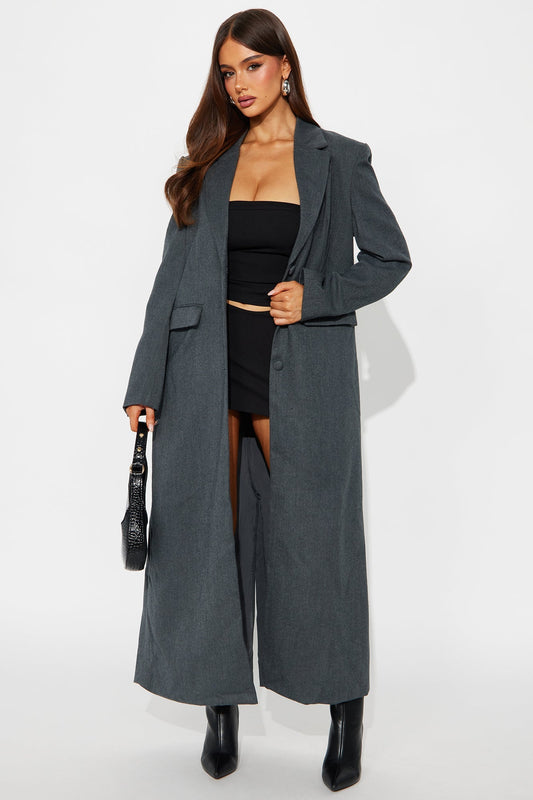 Sophisticated Level Trench Coat - Charcoal