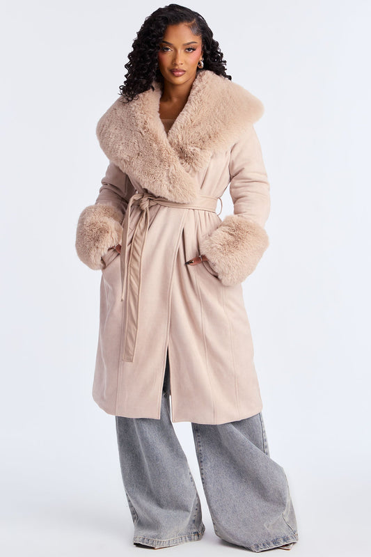 Delaney Belted Wool Trench Coat - Beige