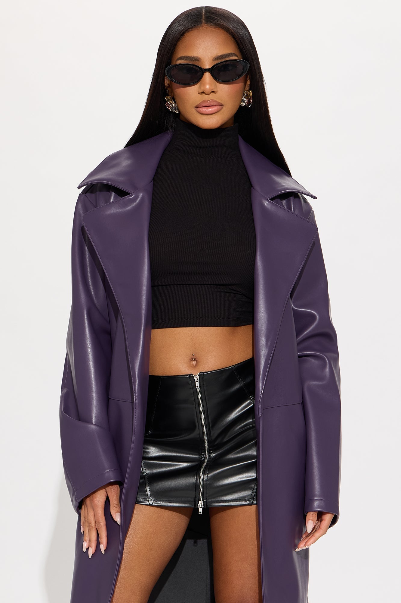 Undercover Lover Faux Leather Coat - Plum