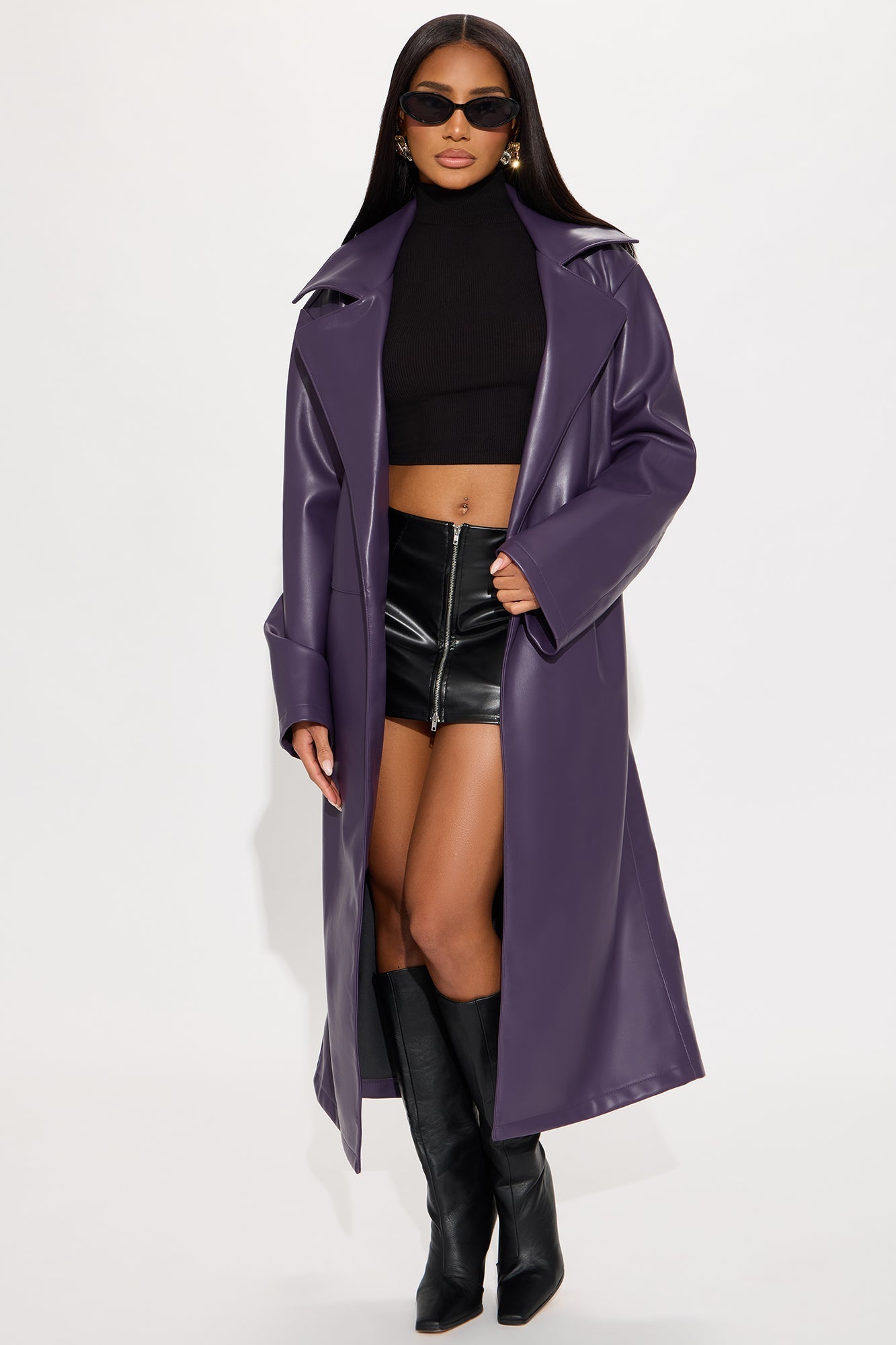 Undercover Lover Faux Leather Coat - Plum