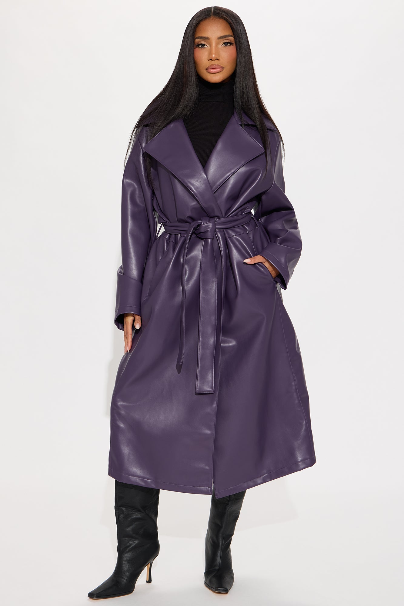 Undercover Lover Faux Leather Coat - Plum