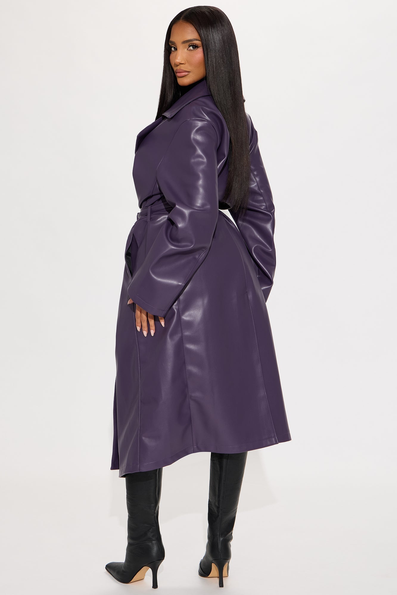 Undercover Lover Faux Leather Coat - Plum