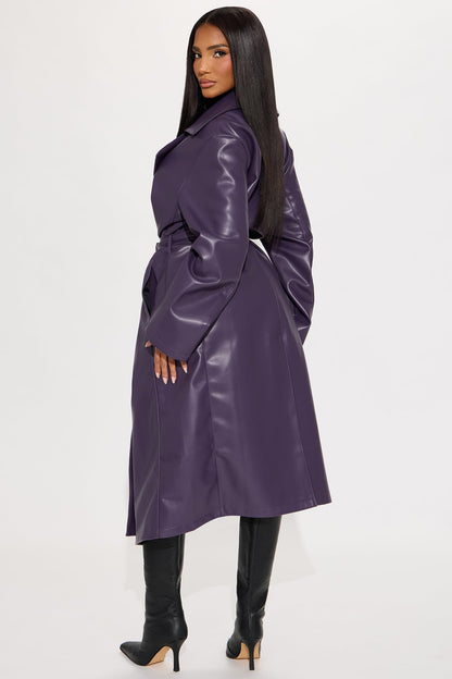 Undercover Lover Faux Leather Coat - Plum