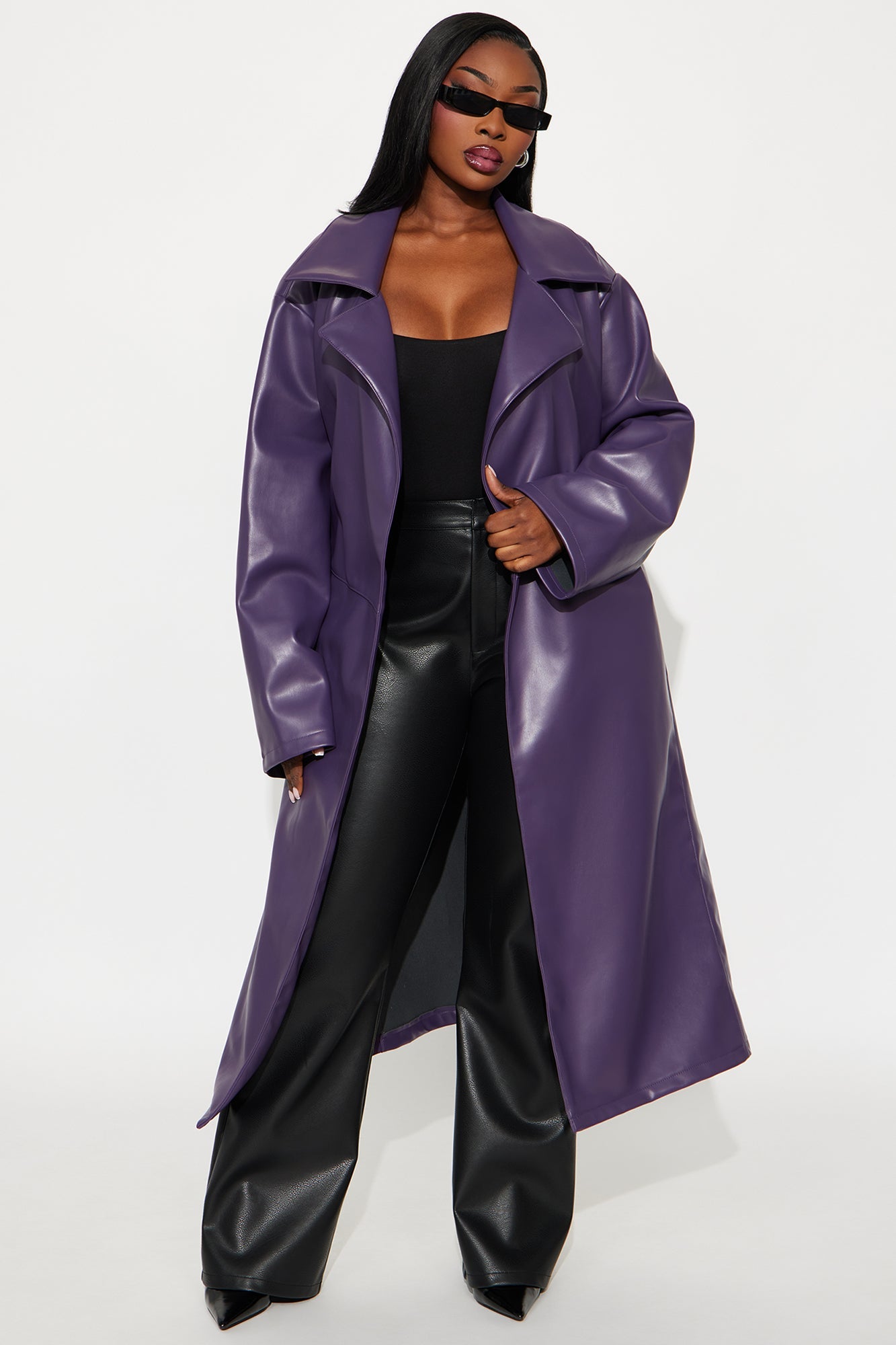 Undercover Lover Faux Leather Coat - Plum