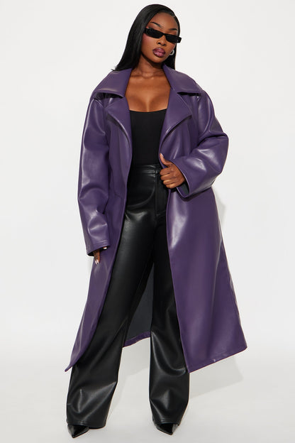 Undercover Lover Faux Leather Coat - Plum