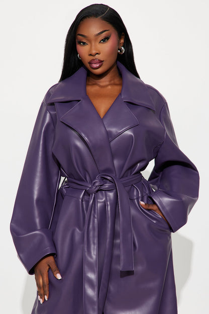 Undercover Lover Faux Leather Coat - Plum
