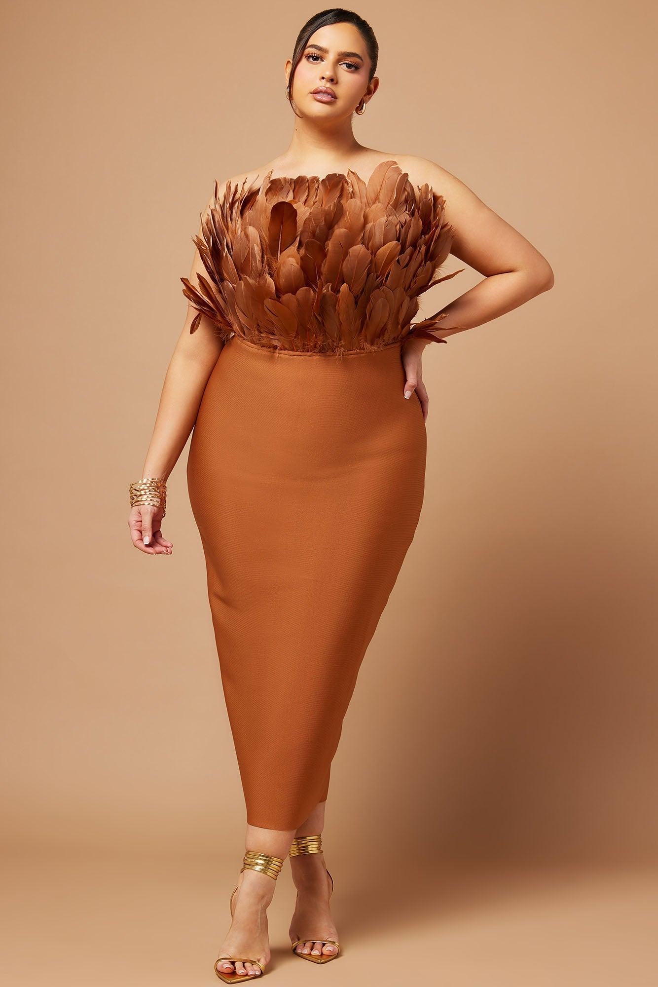 Marianna Midi Bandage Dress - Bronze