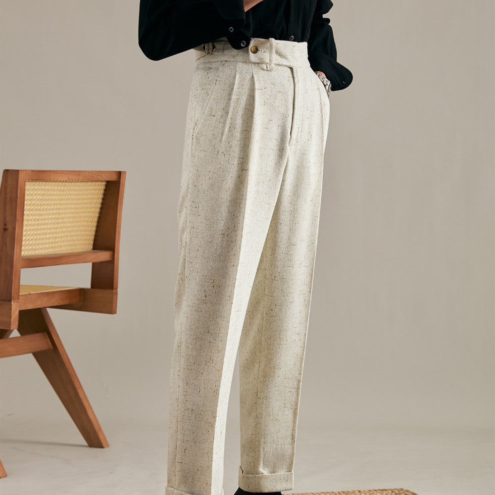 Brunello Double Pleat Linen Trousers
